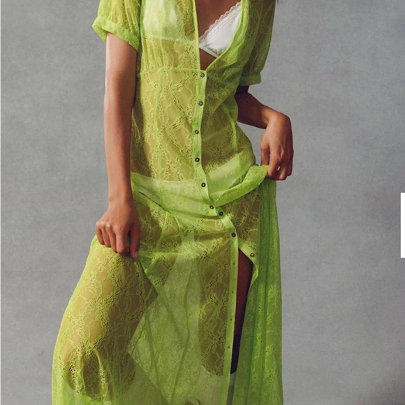 Urban Outfitters Lime Green Lace Cover-Up Dress - Picture 1 of 9